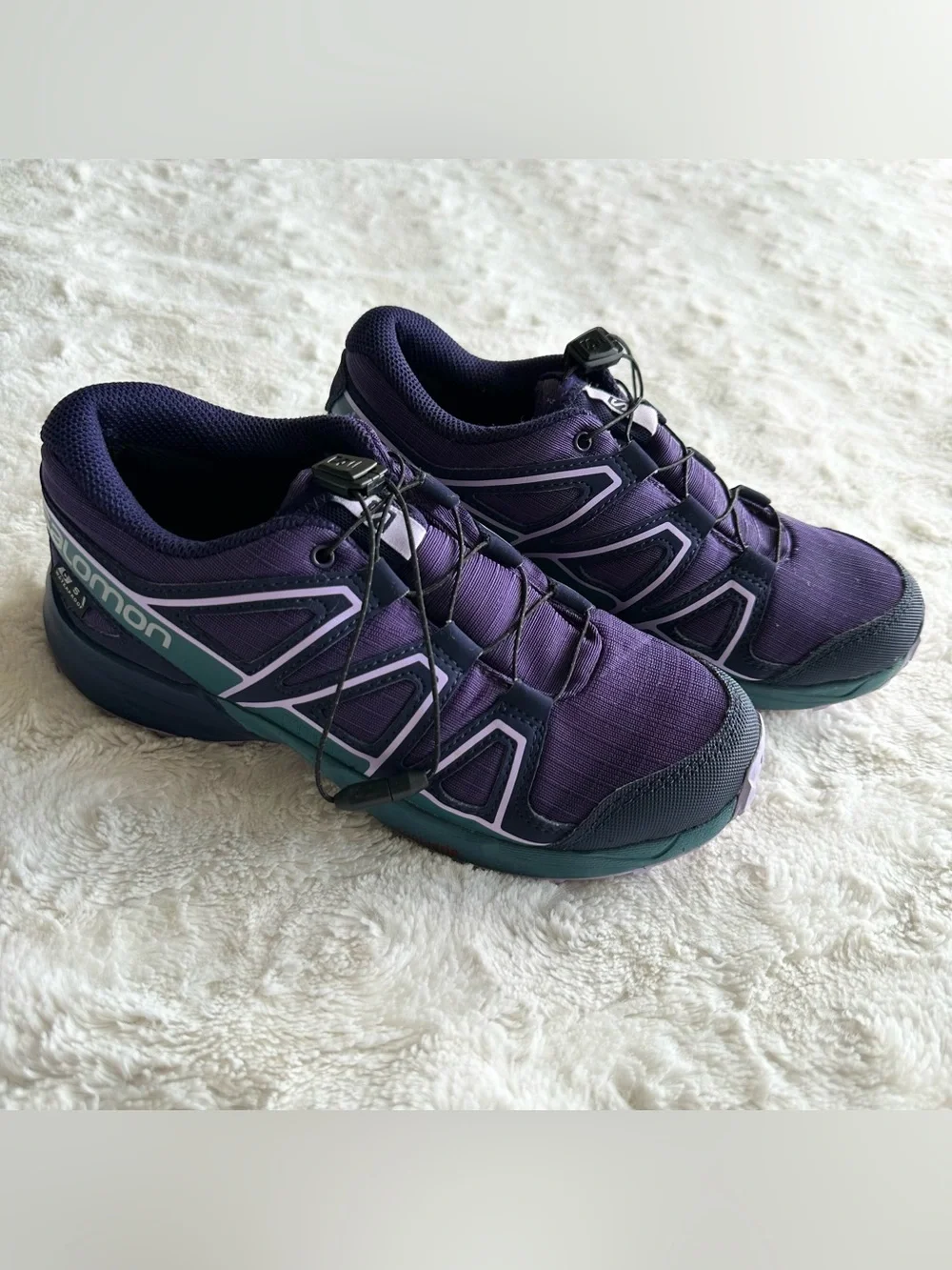 Salomon Trail Running Sneakers Shoes Girls 3 Purple Speedcross Waterproof Hiking